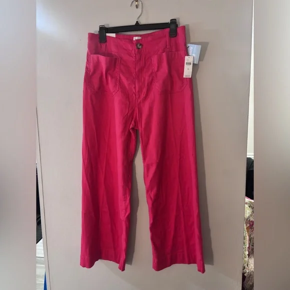 New Maeve Anthropologie Vibrant pink Crop pants - Picture 1 of 6